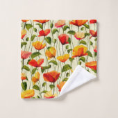 Brilliant Poppies Badhandtuch Set (Waschlappen)