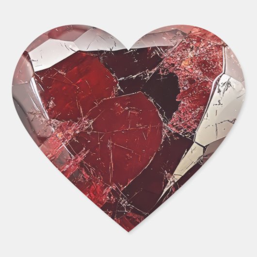 Brilliant Red Crystal Illustration Herz-Aufkleber (Vorderseite)