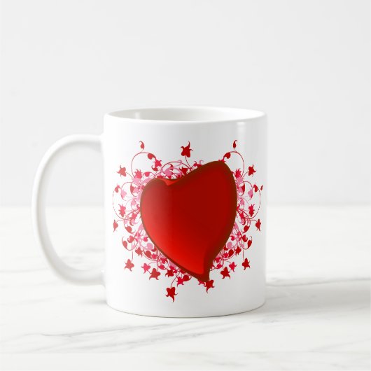 Brilliant Red Heart Kaffeetasse (Links)
