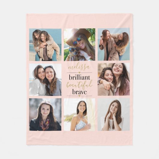 Brilliant Schöne, schöne 8 Foto Blush Pink Fleecedecke (Vorderseite)