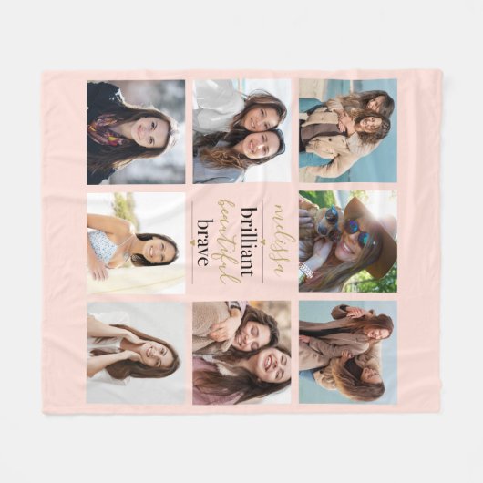 Brilliant Schöne, schöne 8 Foto Blush Pink Fleecedecke (Vorderseite (Horizontal))