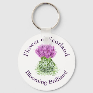 Brilliant Scottish Thistle blühend Schlüsselanhänger