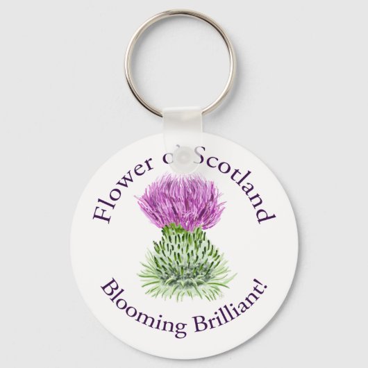 Brilliant Scottish Thistle blühend Schlüsselanhänger (Vorderseite)