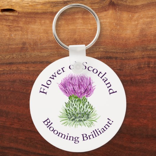 Brilliant Scottish Thistle blühend Schlüsselanhänger (Vorderseite)