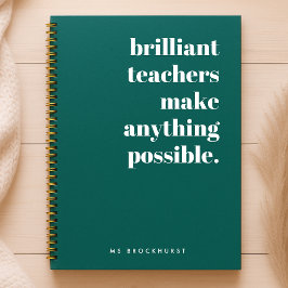 Brilliant Teacher Modern Trendy Stylish Green Notizblock