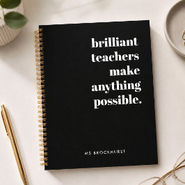Brilliant Teacher Retro Stilvolle Schwarz-Weiß Notizblock