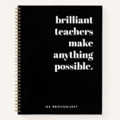Brilliant Teacher Retro Stilvolle Schwarz-Weiß Notizblock (Vorderseite)
