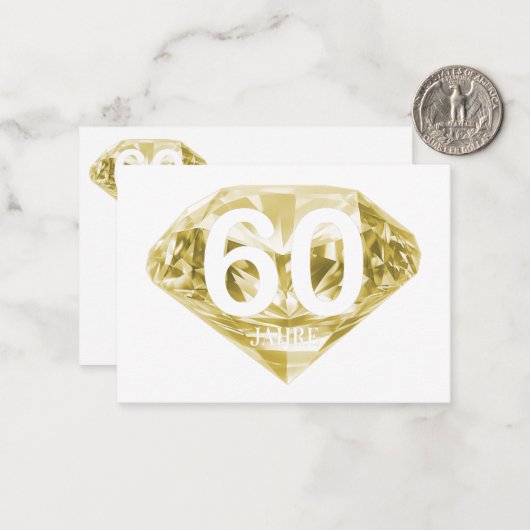 Brilliante 60 Jahre - Diamantene Hochzeit Mitteilungskarte (Vorderseite/Rückseite Beispiel)
