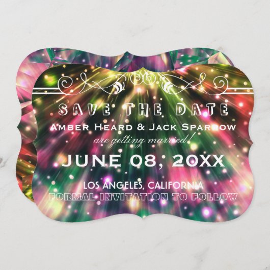 Brilliante Feuerwerke Hochzeit Speichern Sie die D Einladung (Vorne/Hinten)