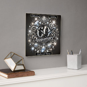 Brillianz Eternal: Design des 60. Jahrestags Quadratische Wanduhr