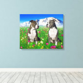 Brindle & Blue Staffordshire & Pit Bull Hunde Leinwanddruck (Insitu (Holzboden))