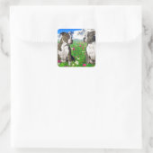 Brindle & Blue Staffordshire & Pit Bull Hunde Quadratischer Aufkleber (Tasche)