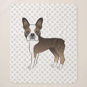 Brindle Boston Terrier Adorable Cartoon Dog & Paws Sherpadecke