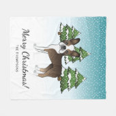Brindle Boston Terrier in einem Winterwald Fleecedecke (Vorderseite (Horizontal))
