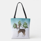 Brindle Boston Terrier in einem Winterwald Tasche (Rückseite)