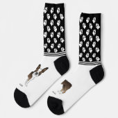 Brindle Boston Terrier mit Namen und Pasten Socken (Linkes Detail)