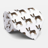 Brindle Boston Terrier Niedlich Cartoon Dog Muster Krawatte (Gerollt)