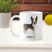 Brindle Boston Terrier Niedlich Cartoon Dog & Name Kaffeetasse