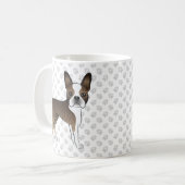 Brindle Boston Terrier Niedlich Cartoon Dog & Paws Kaffeetasse (Vorderseite Links)