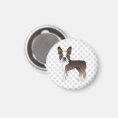 Brindle Boston Terrier Niedlich Cartoon Dog & Paws Magnet (Vorderseite/Rückseite)
