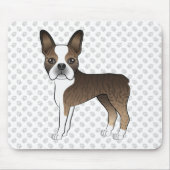 Brindle Boston Terrier Niedlich Cartoon Dog & Paws Mousepad (Vorne)