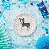 Brindle Boston Terrier Niedlich Cartoon Dog & Paws Pappteller (Party)