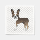 Brindle Boston Terrier Niedlich Cartoon Dog & Paws Serviette (Vorderseite)