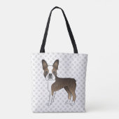 Brindle Boston Terrier Niedlich Cartoon Dog & Paws Tasche (Rückseite)