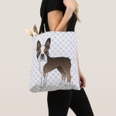 Brindle Boston Terrier Niedlich Cartoon Dog & Paws Tasche (Von Nahem)