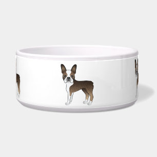 Brindle Boston Terrier Niedlich Cartoon Hunde Napf