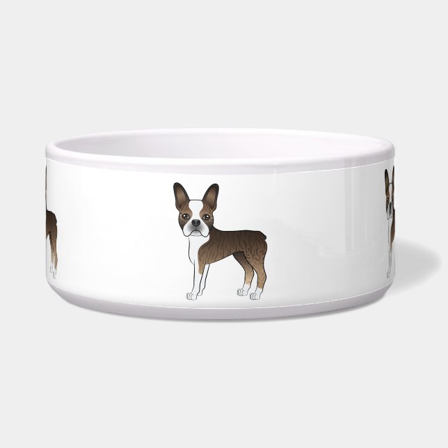 Brindle Boston Terrier Niedlich Cartoon Hunde Napf (Vorderseite)