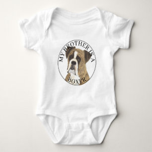 Brindle Boxer Dog Big Brother Baby Strampler