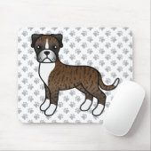 Brindle Boxer Dog Niedlicher Cartoon Illustration Mousepad (Mit Mouse)