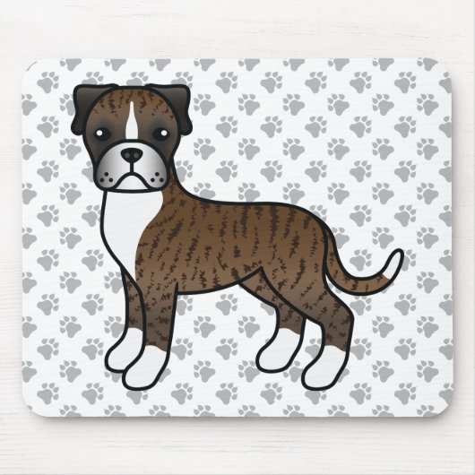 Brindle Boxer Dog Niedlicher Cartoon Illustration Mousepad (Vorne)