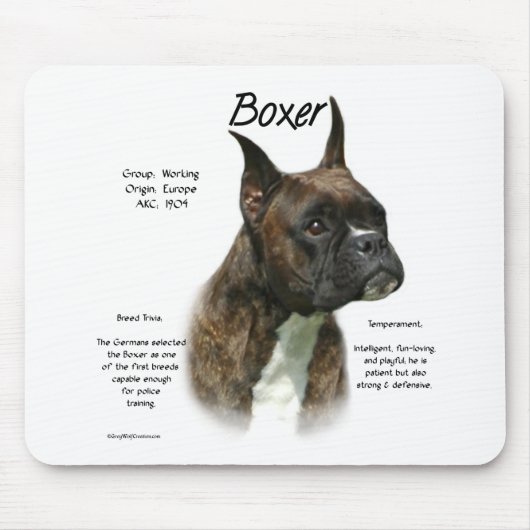 Brindle Boxer History Mousepad (Vorne)