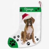 Brindle Boxer Hund, Santa Hunde Kleiner Weihnachtsstrumpf (Rückseite)