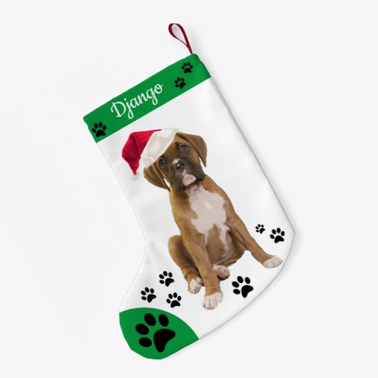 Brindle Boxer Hund, Santa Hunde Kleiner Weihnachtsstrumpf (Rückseite (Hängend))