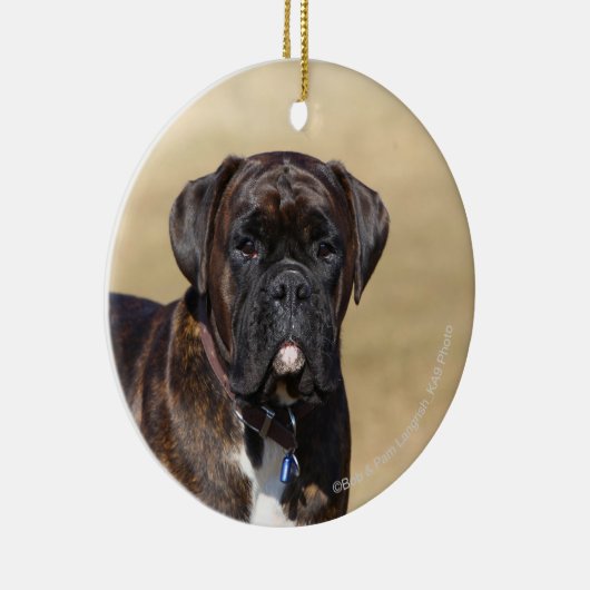 Brindle Boxer-Hund stehend Keramik Ornament (Rechts)