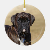 Brindle Boxer-Hund stehend Keramik Ornament (Hinten)