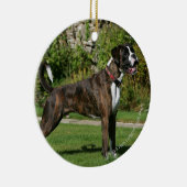 Brindle Boxer-Hundeshow-Position Keramikornament (Rechts)