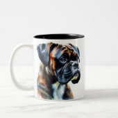 Brindle Boxer in Wasserfarbe Zweifarbige Tasse (Links)