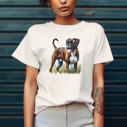 Brindle Boxer in Watercolor T-Shirt