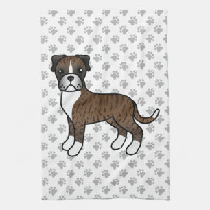 Brindle Boxer Niedlich Cartoon Dog & Paws Geschirrtuch