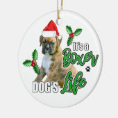 Brindle Boxer-Welpen-Weihnachtsverzierung Keramik Ornament (Links)