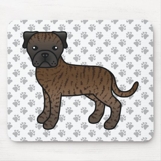 Brindle Bullmastiff Niedlich Cartoon Dog Mousepad (Vorne)