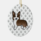Brindle Cardigan Welsh Corgi Cartoon Dog Keramik Ornament (Rechts)