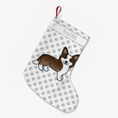 Brindle Cardigan Welsh Corgi Dog & Name Kleiner Weihnachtsstrumpf (Vorderansicht (hängend))