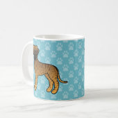 Brindle Cartoon Große Dane Hunde auf blau Kaffeetasse (Vorderseite Links)