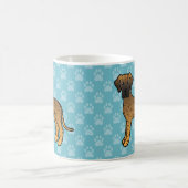 Brindle Cartoon Große Dane Hunde auf blau Kaffeetasse (Mittel)