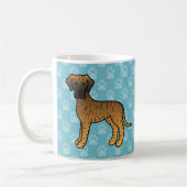 Brindle Cartoon Große Dane Hunde auf blau Kaffeetasse (Links)
